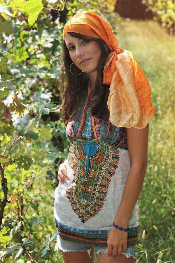 Beautiful Girl Poses in a Grapevine Stock Image - Image of female ...