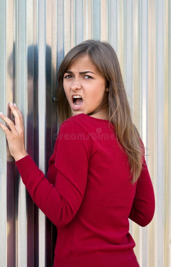 Beautiful girl in a purple dress