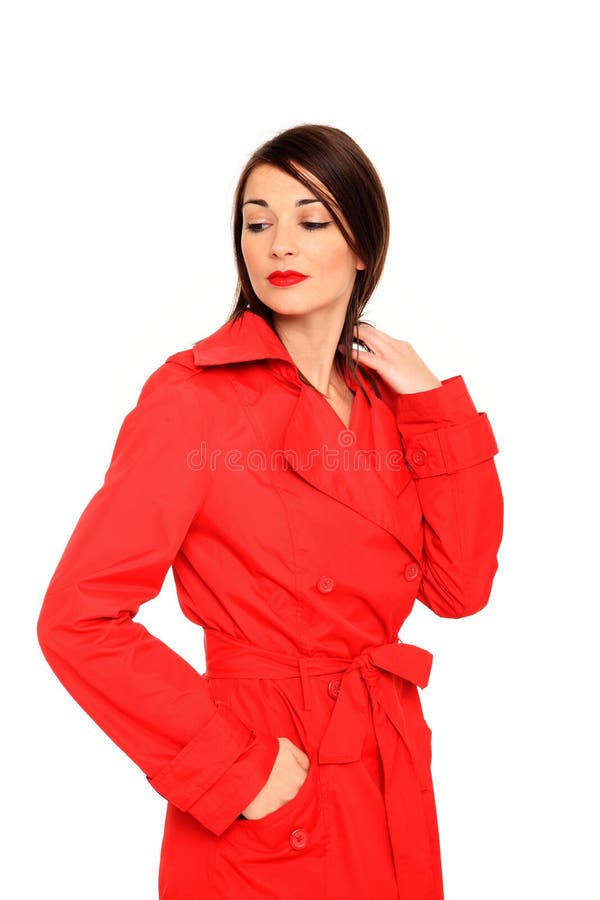 Beautiful Girl on a Red Coat Stock Photo Image of coat, fashion 28552542