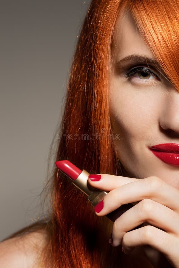 Beautiful Girl. Red Lipstick Stock Image Image of cosmetic, model