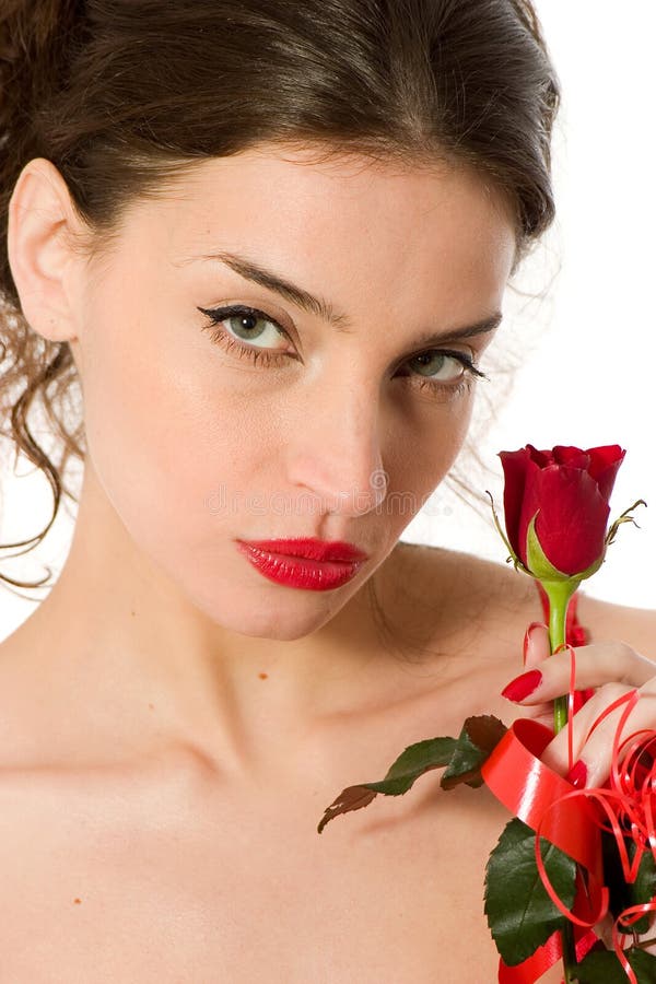 Beautiful Girl With A Rose Stock Image Image Of Seductive 4102619