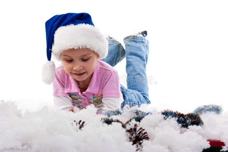 Beautiful girl in Santa s hat