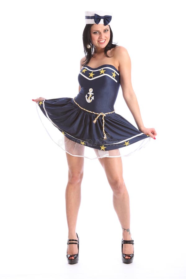 Beautiful girl in sailor dress costume