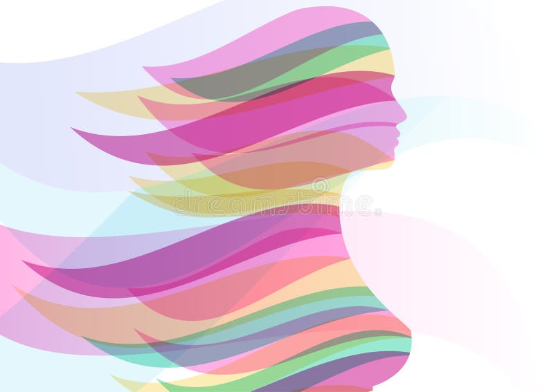 Female Silhouette Head with Flowing Hair Stock Vector - Illustration of ...