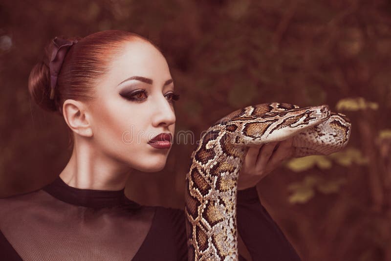 Beautiful Girl with a Snake Stock Photo - Image of portrait, perfectly ...