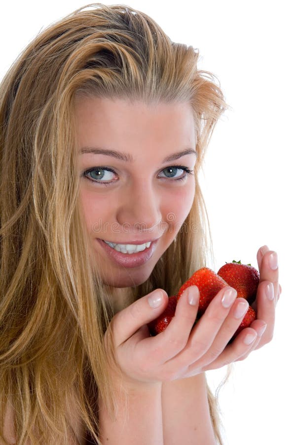 Beautiful girl with strawberry