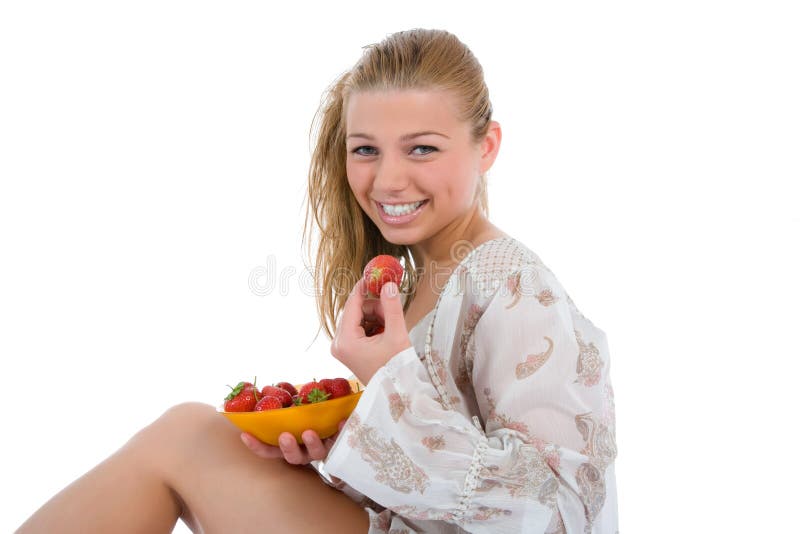 Beautiful girl with strawberry