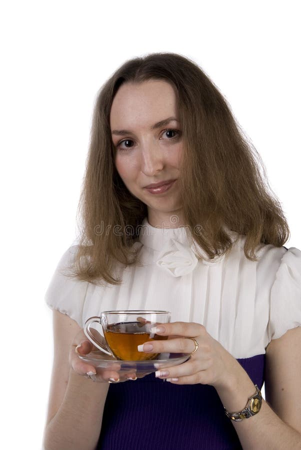 Beautiful Girl with a Tea Cup Stock Image Image of dress, face 12138485