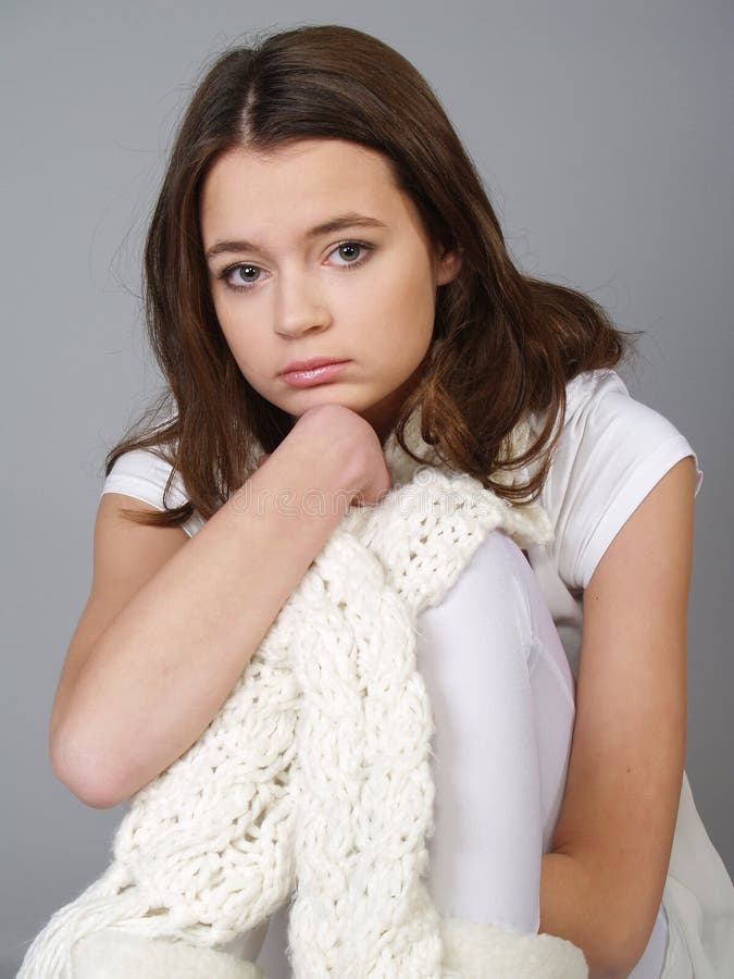 Beautiful Girl Teenager with a Sad Face Stock Image - Image of emotion ...