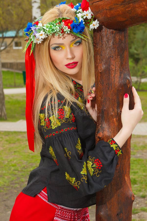 Beautiful Girl in Ukrainian National Dress Posing Stock Photo - Image ...