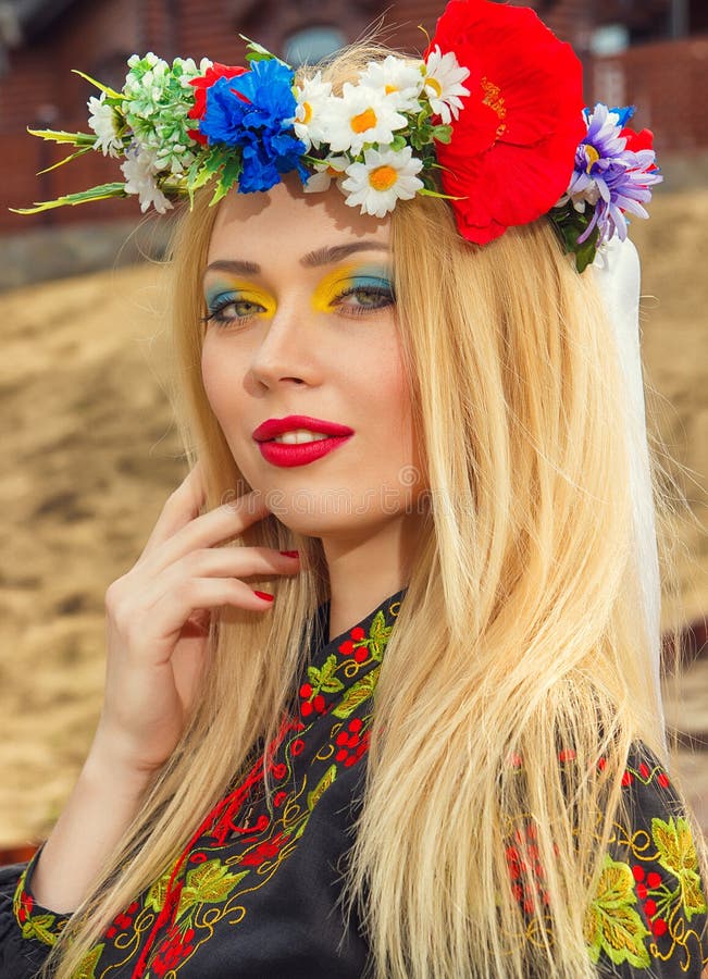 Beautiful Girl In Ukrainian National Dress Posing Stock Image Image