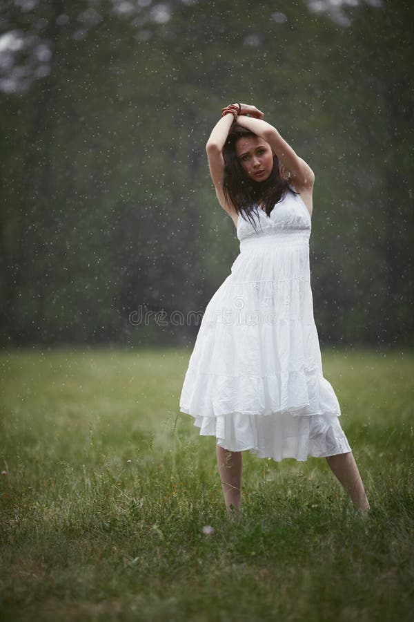 Beautiful girl under rain stock image. Image of drops 69032675