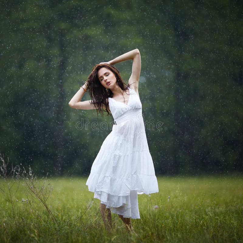 Beautiful girl under rain stock image. Image of person 69033179