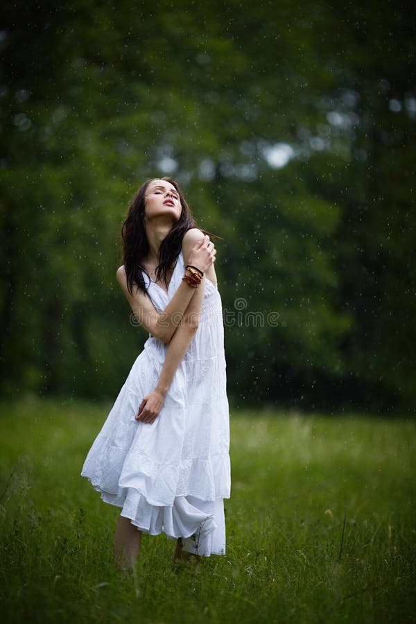 Beautiful girl under rain stock image. Image of person 69033513