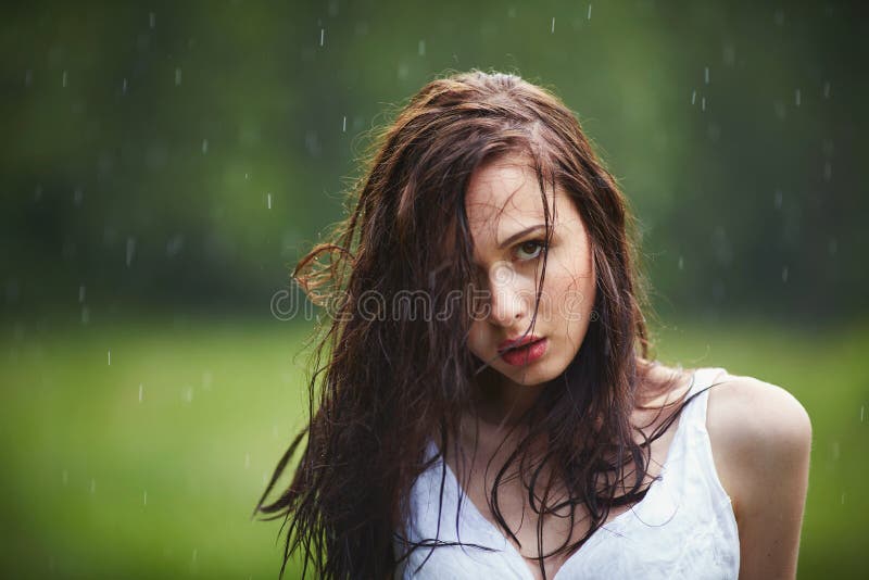 Beautiful girl under rain stock photo. Image of lifestyle 69033756