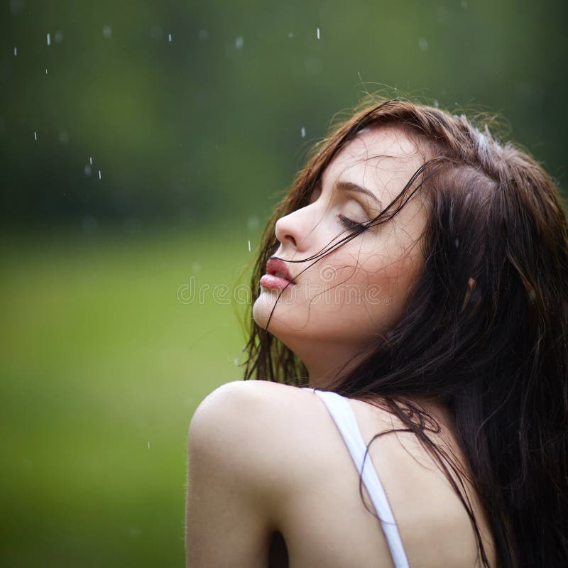 Beautiful girl under rain stock image. Image of girl 69034005