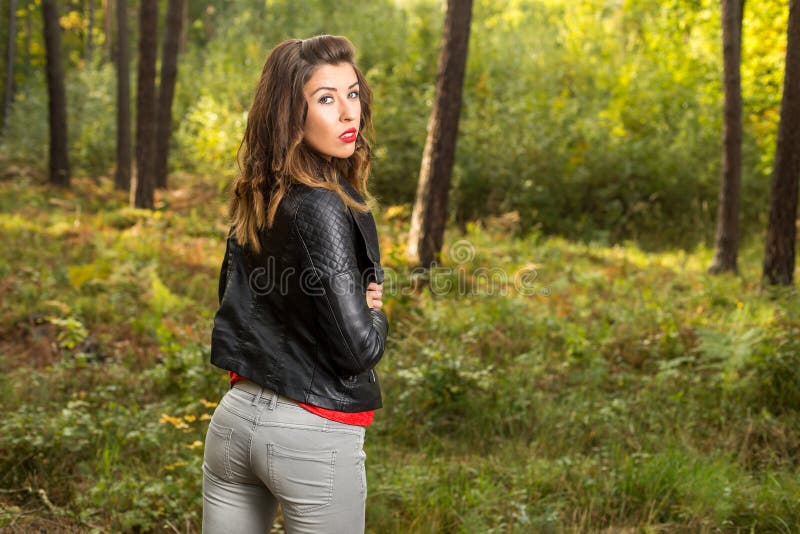 Beautiful Girl Walks In The Woods Stock Image Image Of Sensual