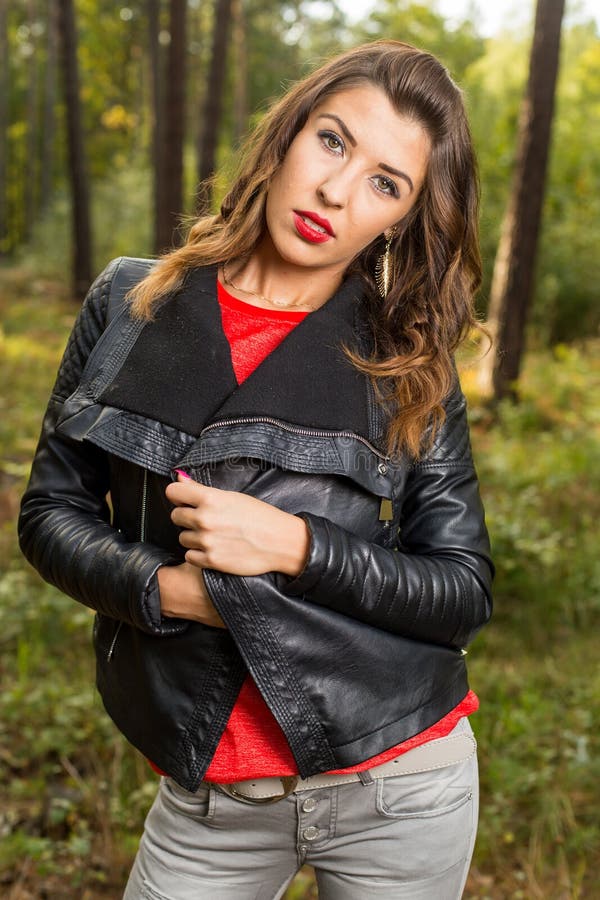 Beautiful Girl Walks in the Woods Stock Image - Image of beautiful ...