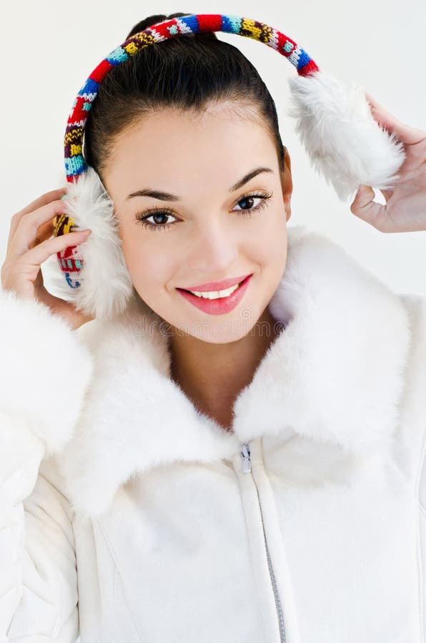 Girl with Ear Muffs and Trimmed Gloves Stock Image Image of fall
