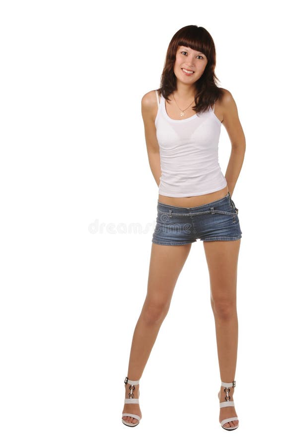 The Beautiful Girl on a White Background Stock Photo - Image of brown ...