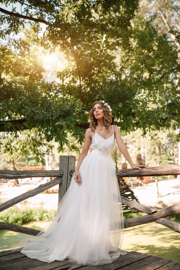 Beautiful Girl In White Dress Stock Photo - Image of background, people ...