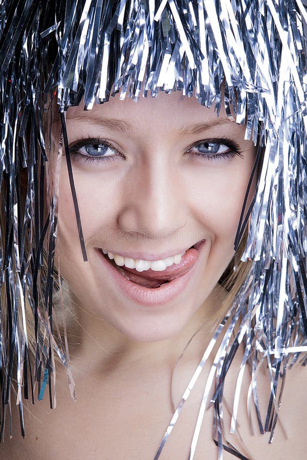 Beautiful girl in a wig stock photo. Image of background 74407908