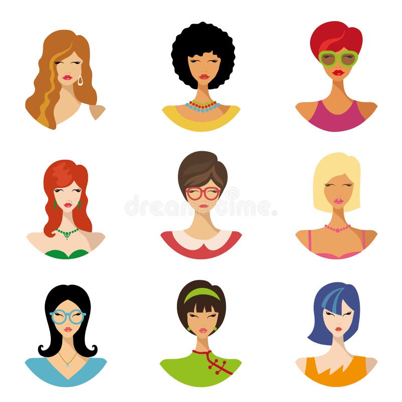 Beautiful Girls Hair Style Icons Stock Vector - Illustration of hairstyle, human: 73752021 Beautiful Girls Hair Style Icons Stock Vector - Illustration of hairstyle, human: 73752021