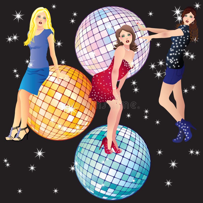 Beautiful girls and disco balls.