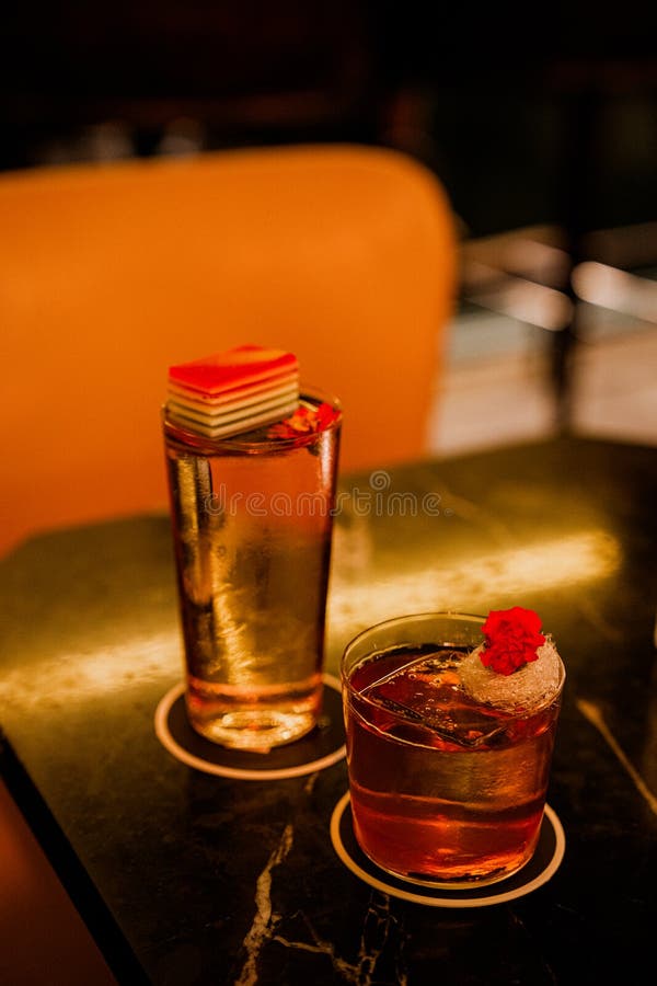 Beautiful Glasses of Cocktail with Topping Stock Image Image of food