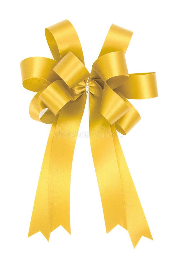 Beautiful Gold Bow From Satin Ribbon Stock Image Image of event, love