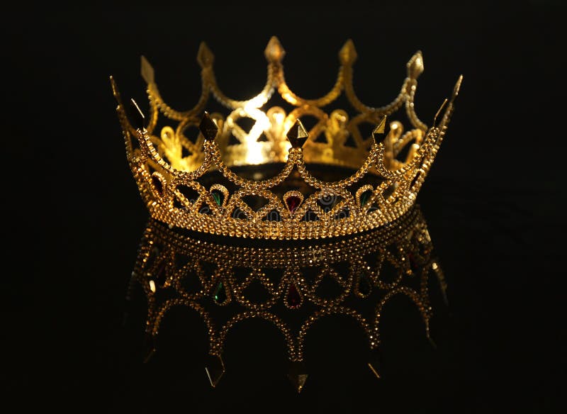 Beautiful Golden Crown on Black Background. Fantasy Item Stock ...