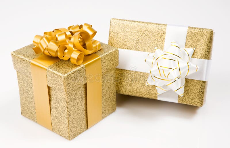 Beautiful golden gifts stock photo. Image of celebration 11549932