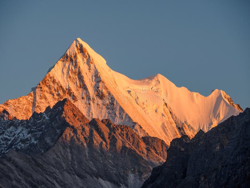 Beautiful golden Snow Mountain, Peak Jambeyang