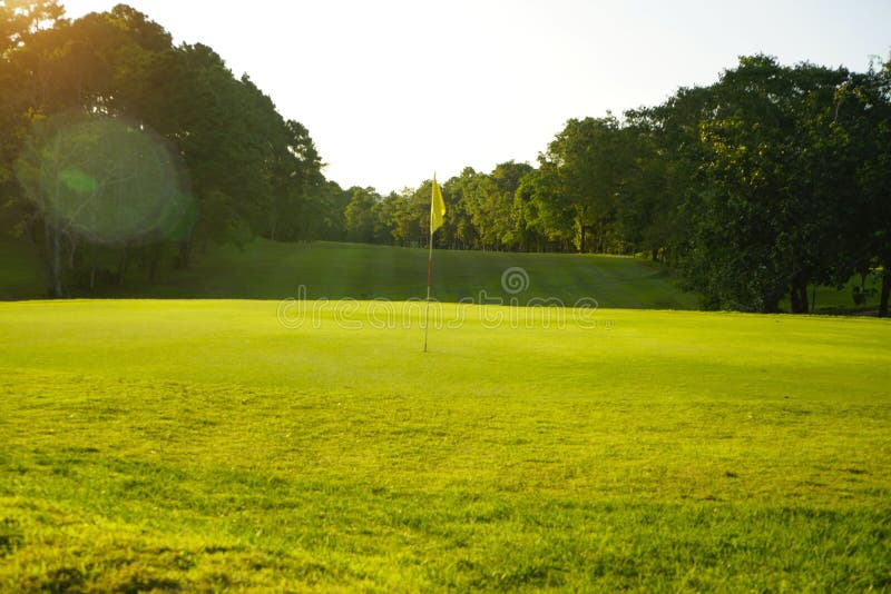 Beautiful Golf Course in a Sunny Day. Background Evening Golf Course