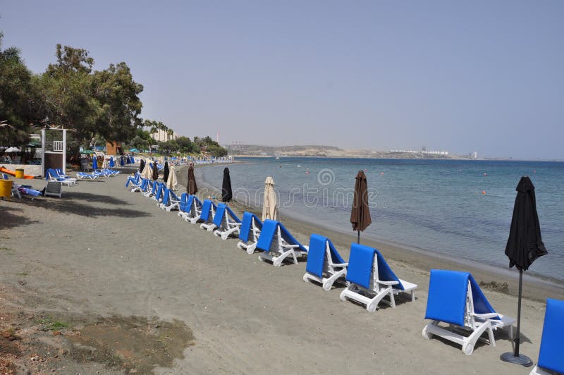 The beautiful Governor`s Beach Limassol in Cyprus stock photography