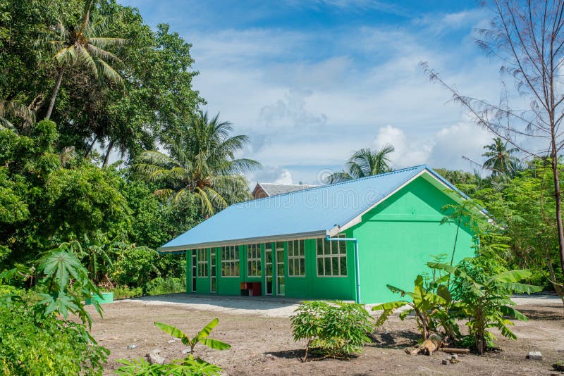 Beautiful green building in the village at tropical island royalty free stock photos Beautiful green building in the village at tropical island royalty free stock photos