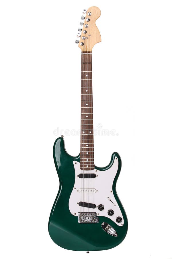 Beautiful green electric guitar isolated royalty free stock photography Beautiful green electric guitar isolated royalty free stock photography