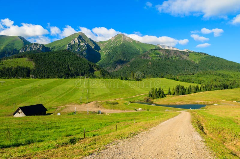 Beautiful green summer landscape of Tatra Mountains in Zdiar village, Slovakia