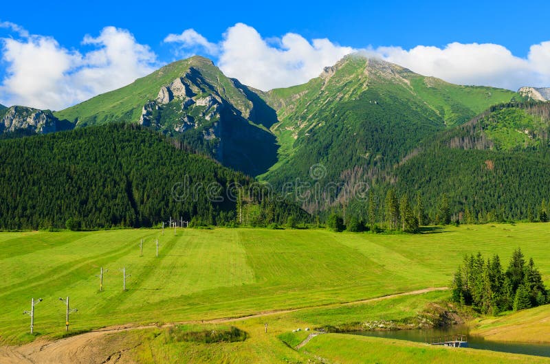 Beautiful green summer landscape of Tatra Mountains in Zdiar village, Slovakia