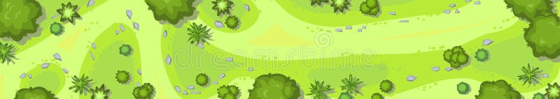 Beautiful green summer landscape with trees. View from above. Illustration in a flat style. Scenarios from above