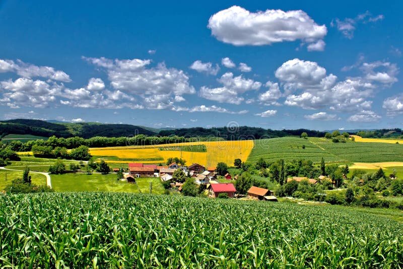 Beautiful green village scenery landscape in spring time III stock images Beautiful green village scenery landscape in spring time III stock images