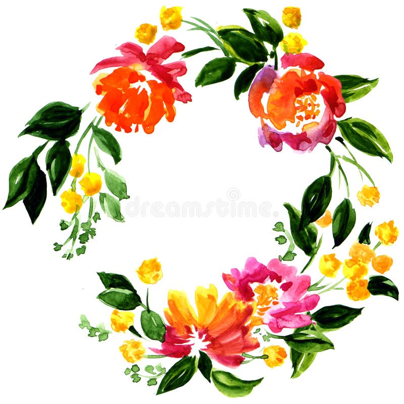 Beautiful greeting card with floral wreath stock illustration