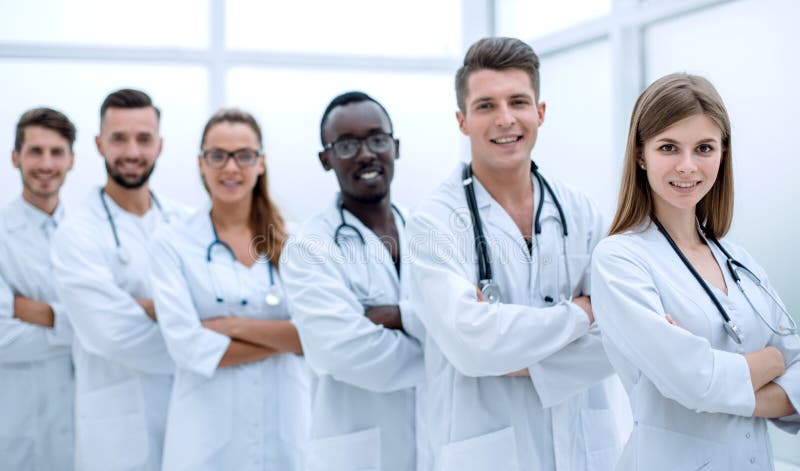 Portrait of a successful group of doctors interns. royalty free stock photography