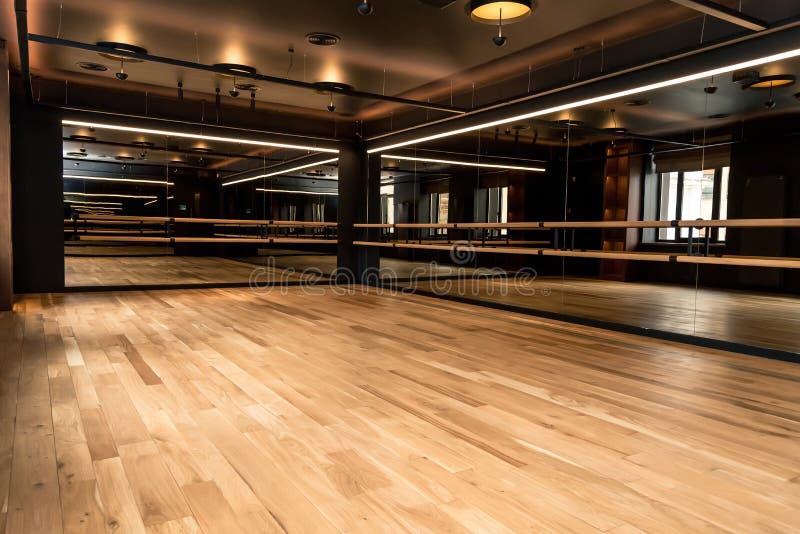 Beautiful Gym with Large Mirrors and Handrails Stock Image Image of