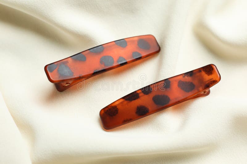 Beautiful Hair Clips on Fabric, Above View Stock Photo Image of