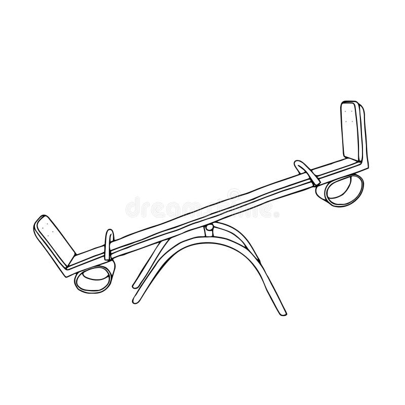 Beautiful hand-drawn black vector illustration of a swing isolated on a white background stock illustration