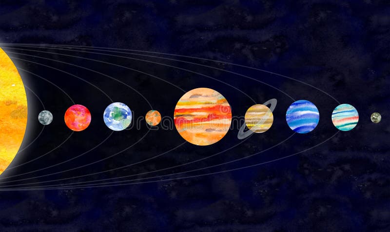 Sketch - solar system with sun and all planets Vector Image