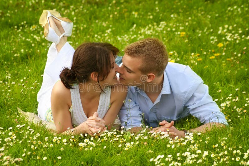 Beautiful and happy couple kissing