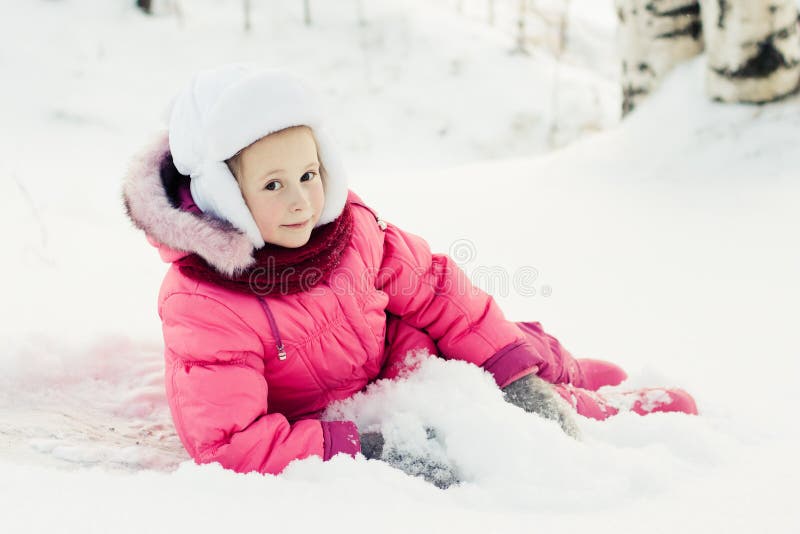 Beautiful Happy Girl in the Red Jacket Stock Image Image of adorable