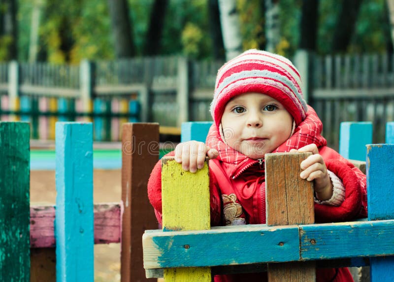 Beautiful Happy Kid in the Red Jacket Stock Photo Image of isolated
